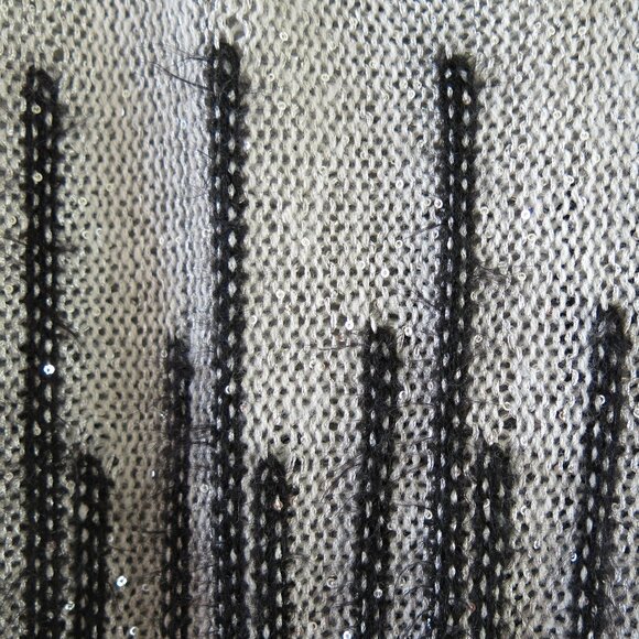 Paige Women's Sweater Black Grey Silver Sparkle Cotton Eyelash Blend Size M - Picture 3 of 8